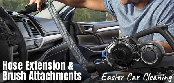Car Vacuum Attachments Make Cleaning Easier: Extension Hose, Brush, Pet Hair Removal, Upholstery Cleaner & Crevice Tool