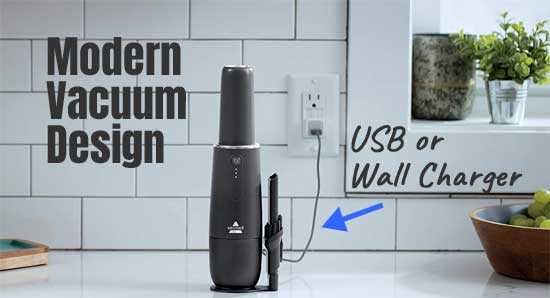 Modern Vacuum - USB and Wall Charging Options