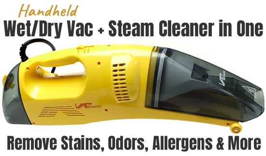 Vapamore Handheld Steam Cleaner for Car Plus Wet/Dry Vac