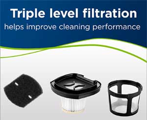 Triple Vacuum Filters for Maximum  Performance and Suction