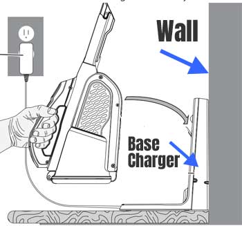 Wall Mounted Vacuum Charger Sits on Countertop or Table, Attaches to Wall